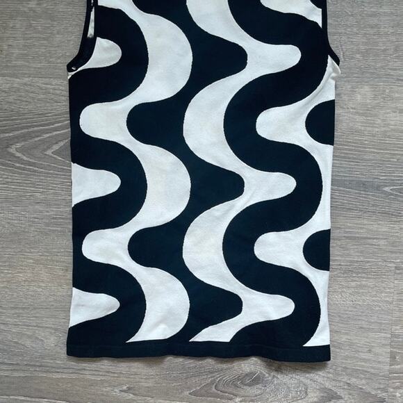 BEBE Vtg 90's Blk + White Mod Stretchy Sleeveless Top Sz M/L 60's Retro Indie - Picture 6 of 8